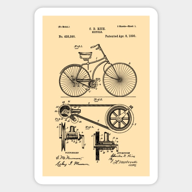 Bicycle Patent 1890 Sticker by Joodls